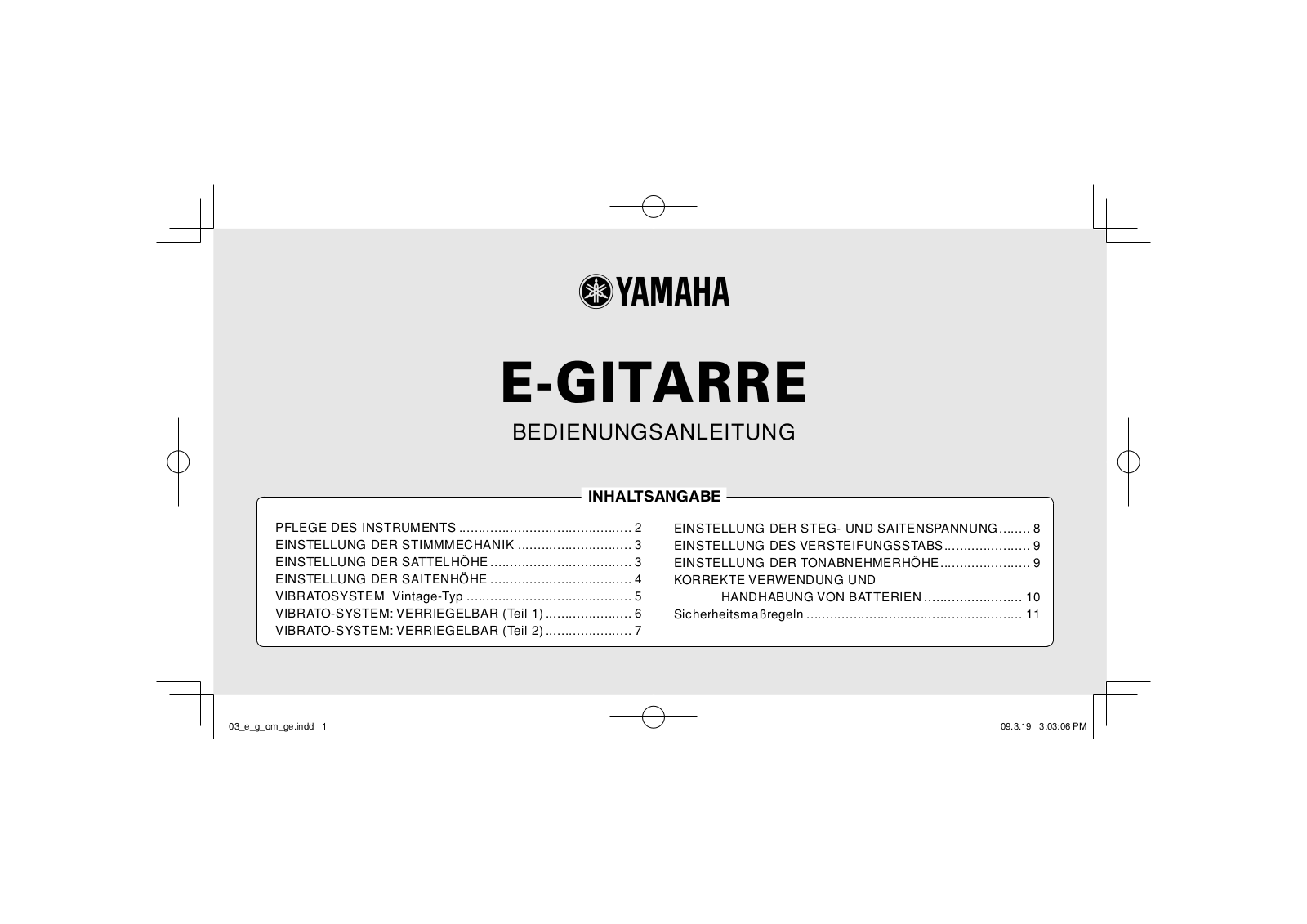 Yamaha ELECTRIC GUITAR User Manual