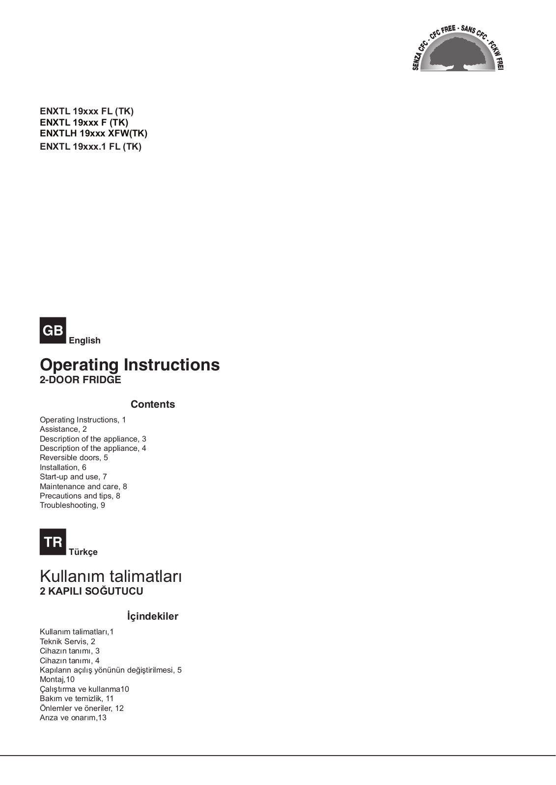 HOTPOINT/ARISTON ENXTL 19312.1 FL (TK) User Manual