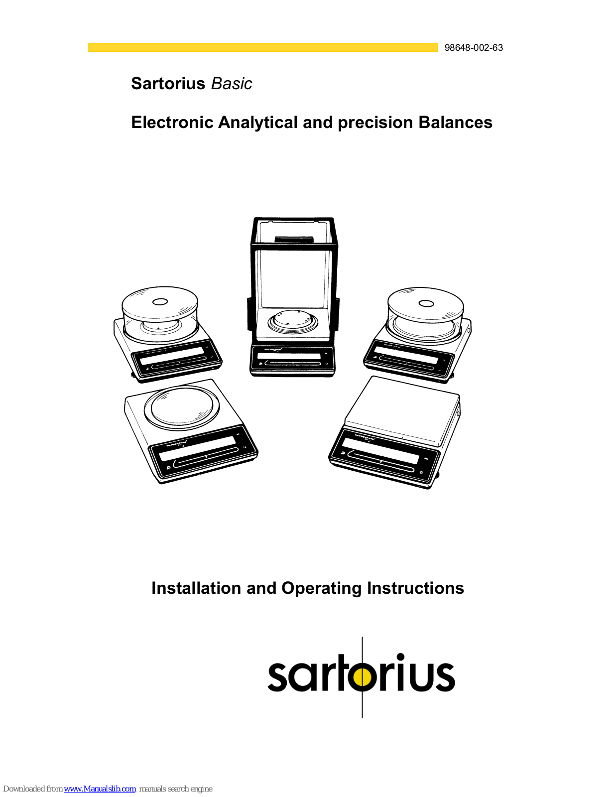 Sartorius BA 310 S, BA 160 P, BA 110 S, BA 310 P, BA 110 Installation And Operating Instructions Manual