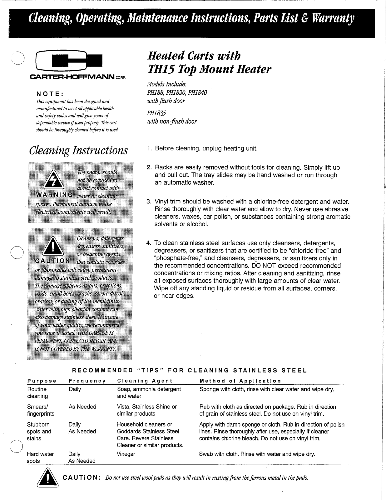 Carter-Hoffmann PH188 Installation & Operation Manual - ManualMachine.com