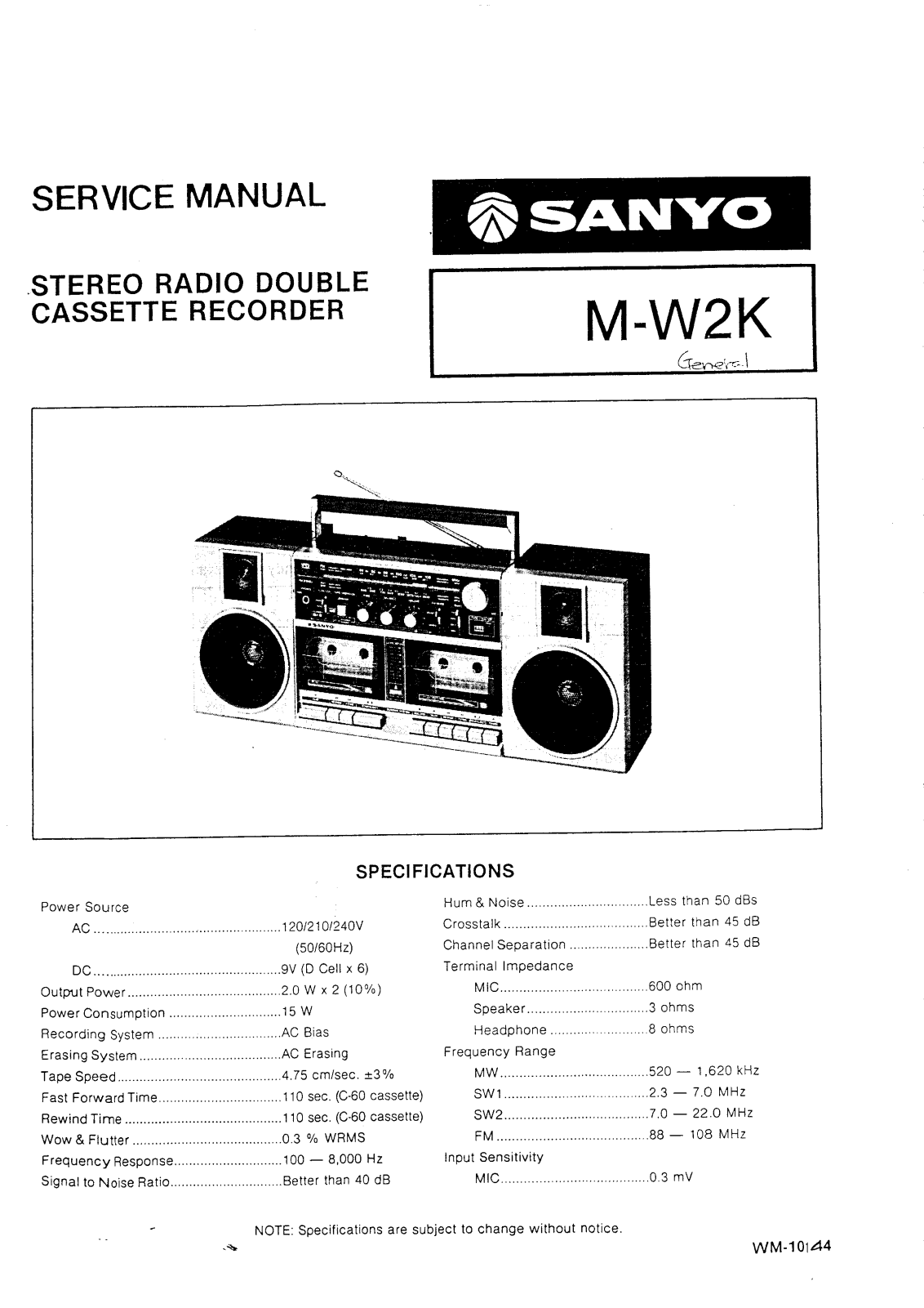 Sanyo MW2K Schematic