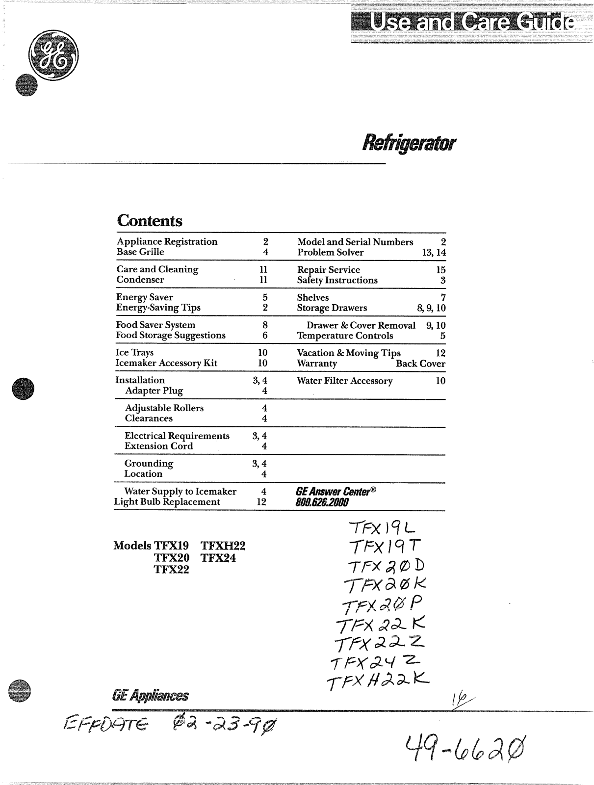 GE TFX20, TFX19, TFX22, TFXH22, TFX24 User Manual - ManualMachine.com