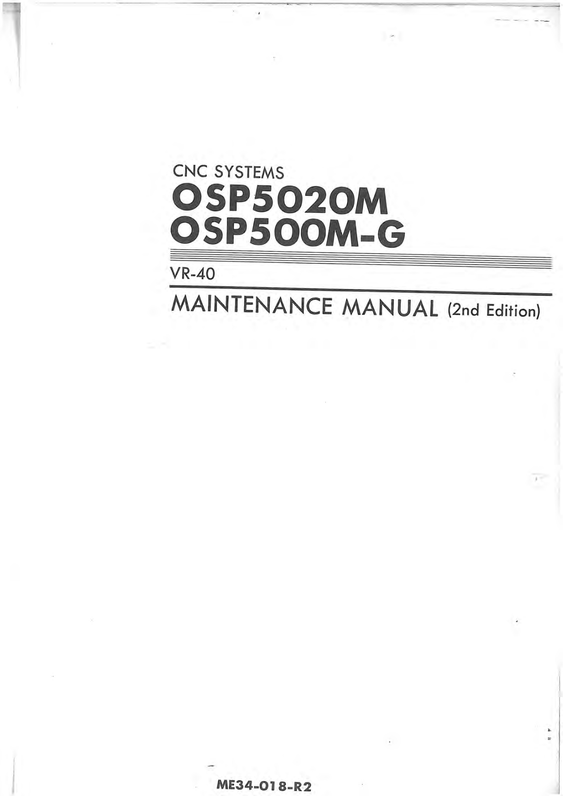 okuma OSP5020M, OSP500M-G Maintenance Manual