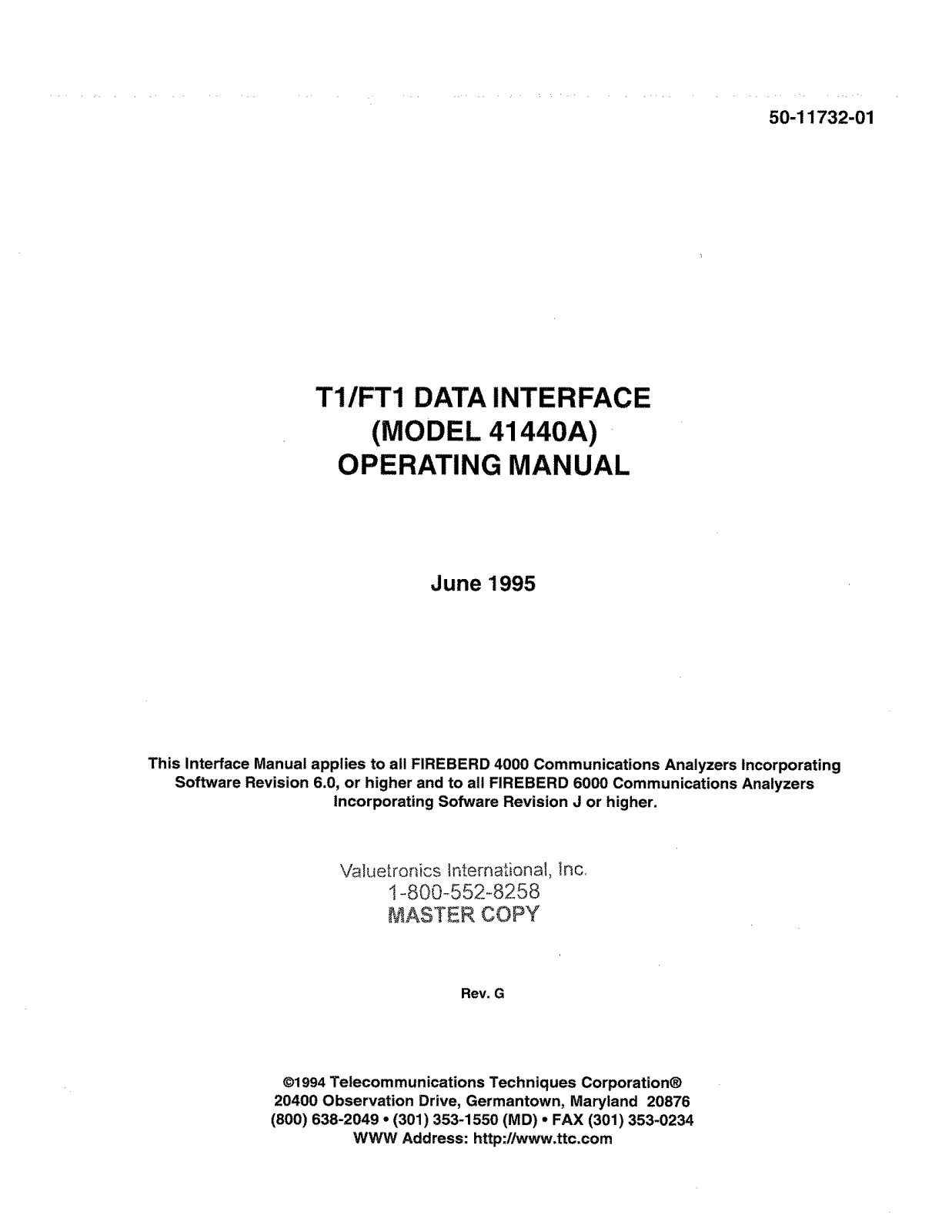 Telecommunications Techniques Corporation 41440A User Manual