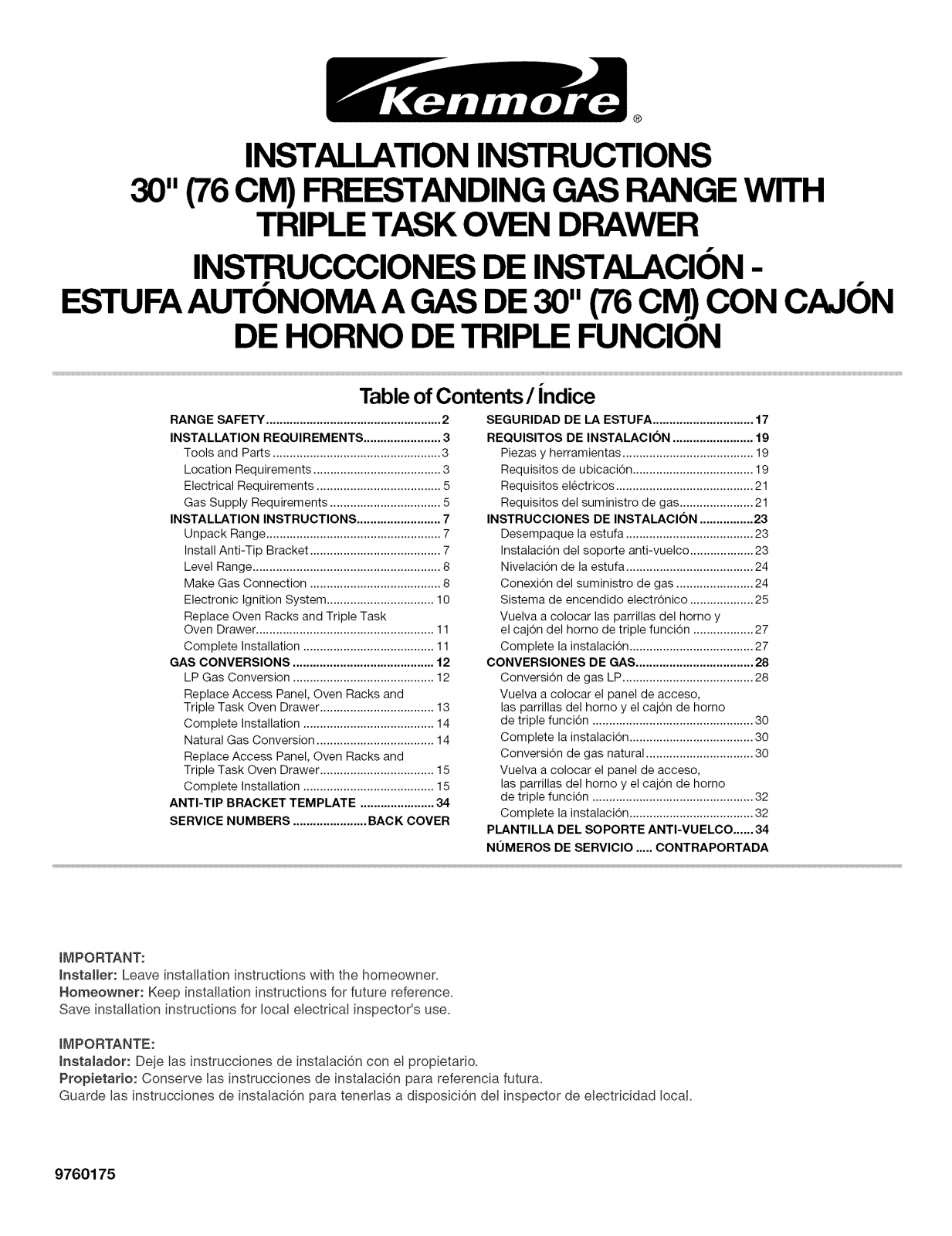 Kenmore 66575279500, 66575279501, 66575274501, 66575274500, 66575272501 Installation Guide - ManualMachine.com