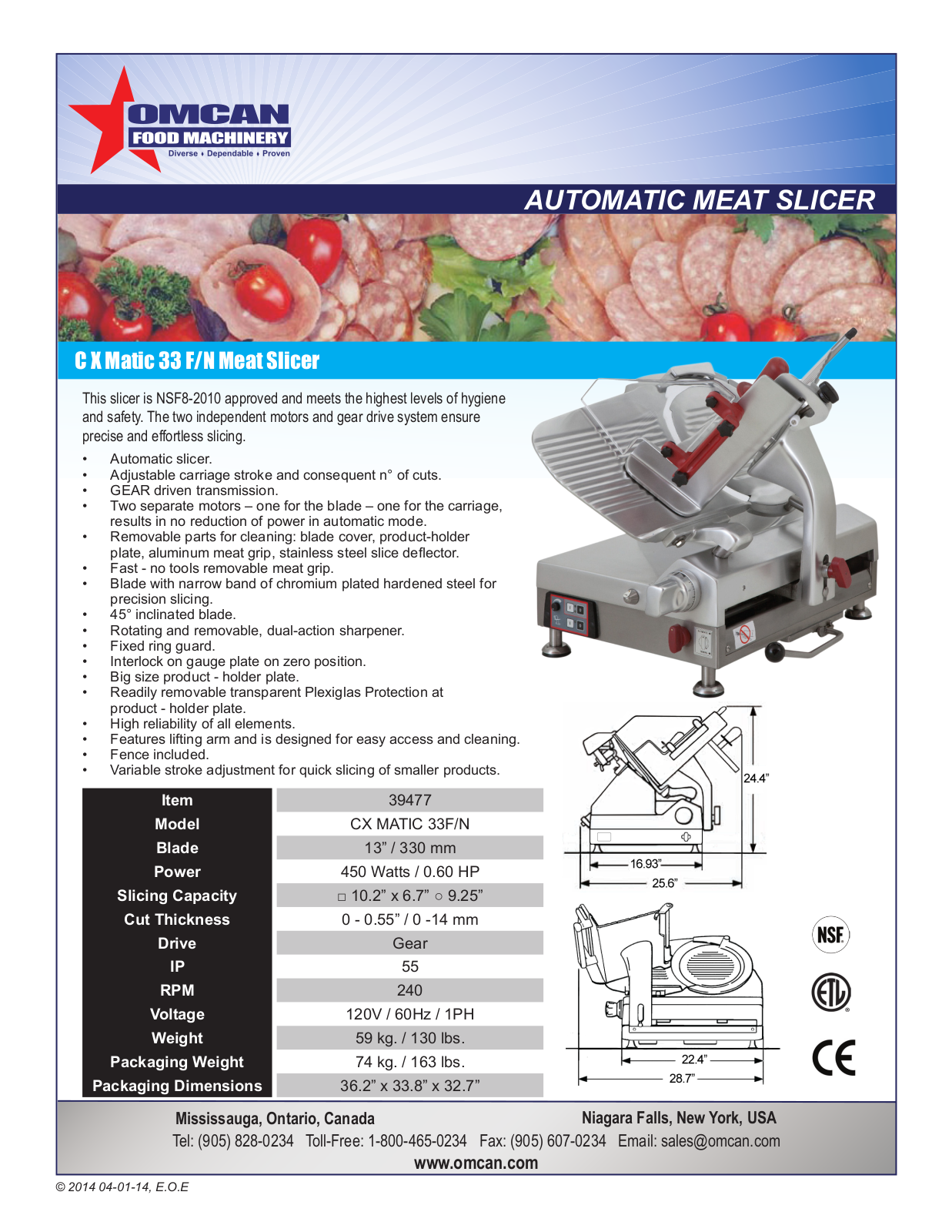 Omcan Food Machinery CX MATIC 33F-N User Manual