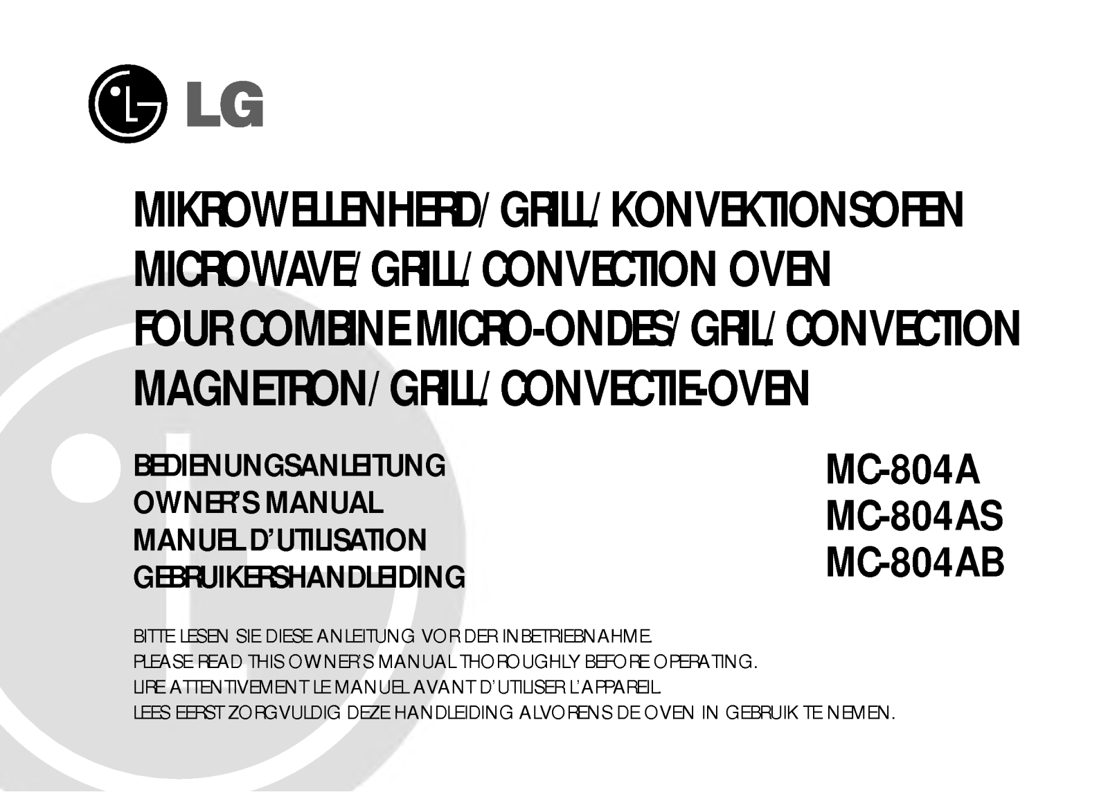 Lg MC-804A, MC-804AS, MC-804AB User Manual