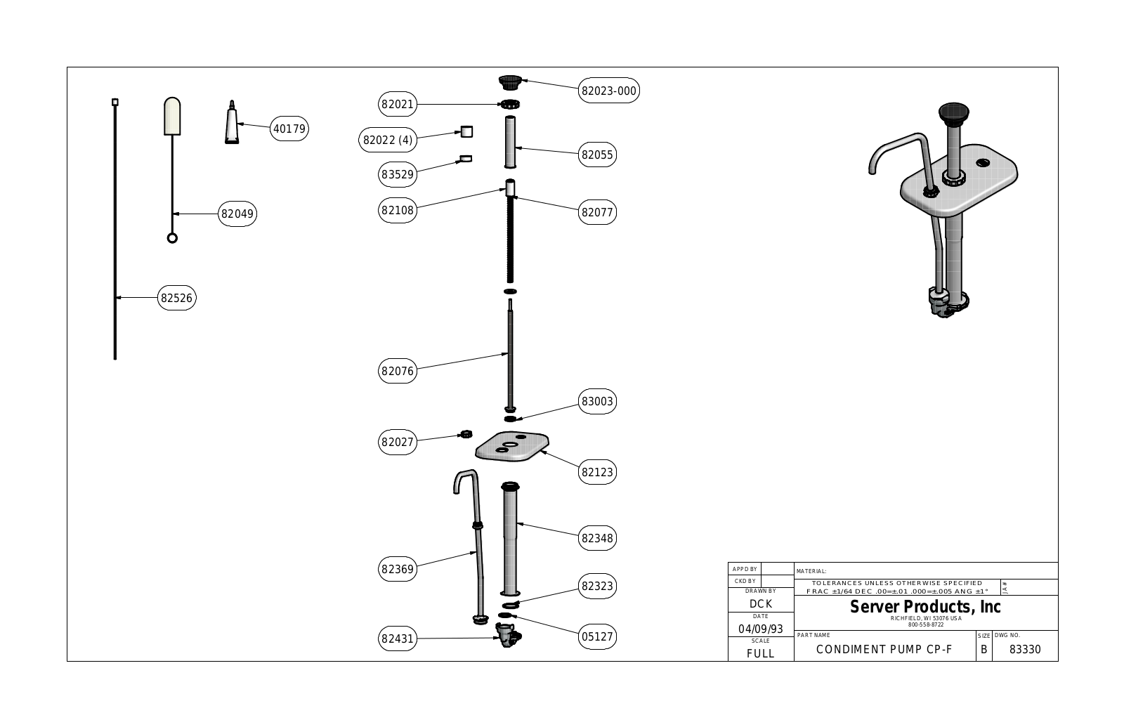 Server Products SB-2 79890 Parts List