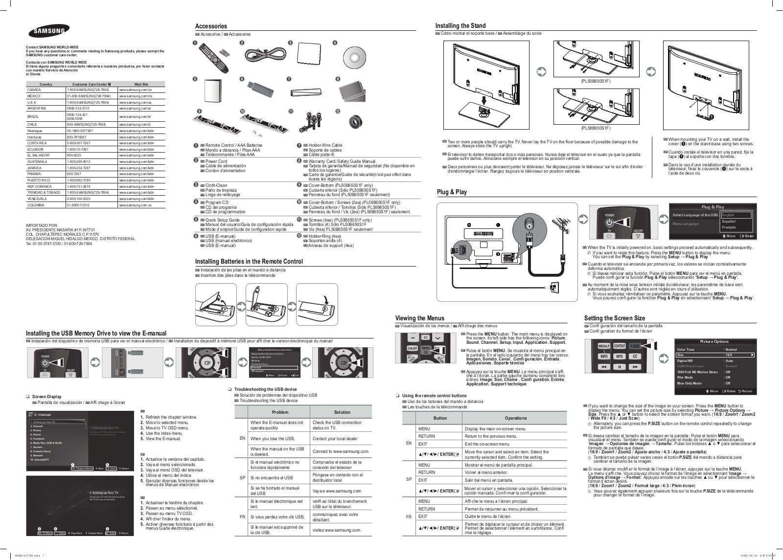 SAMSUNG PL50B650 User Manual
