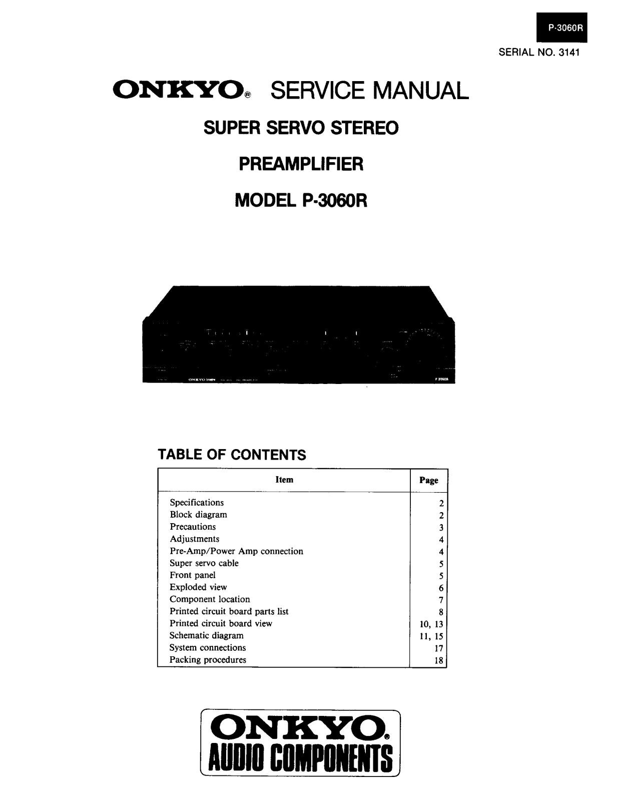 Onkyo P-3060-R Service manual