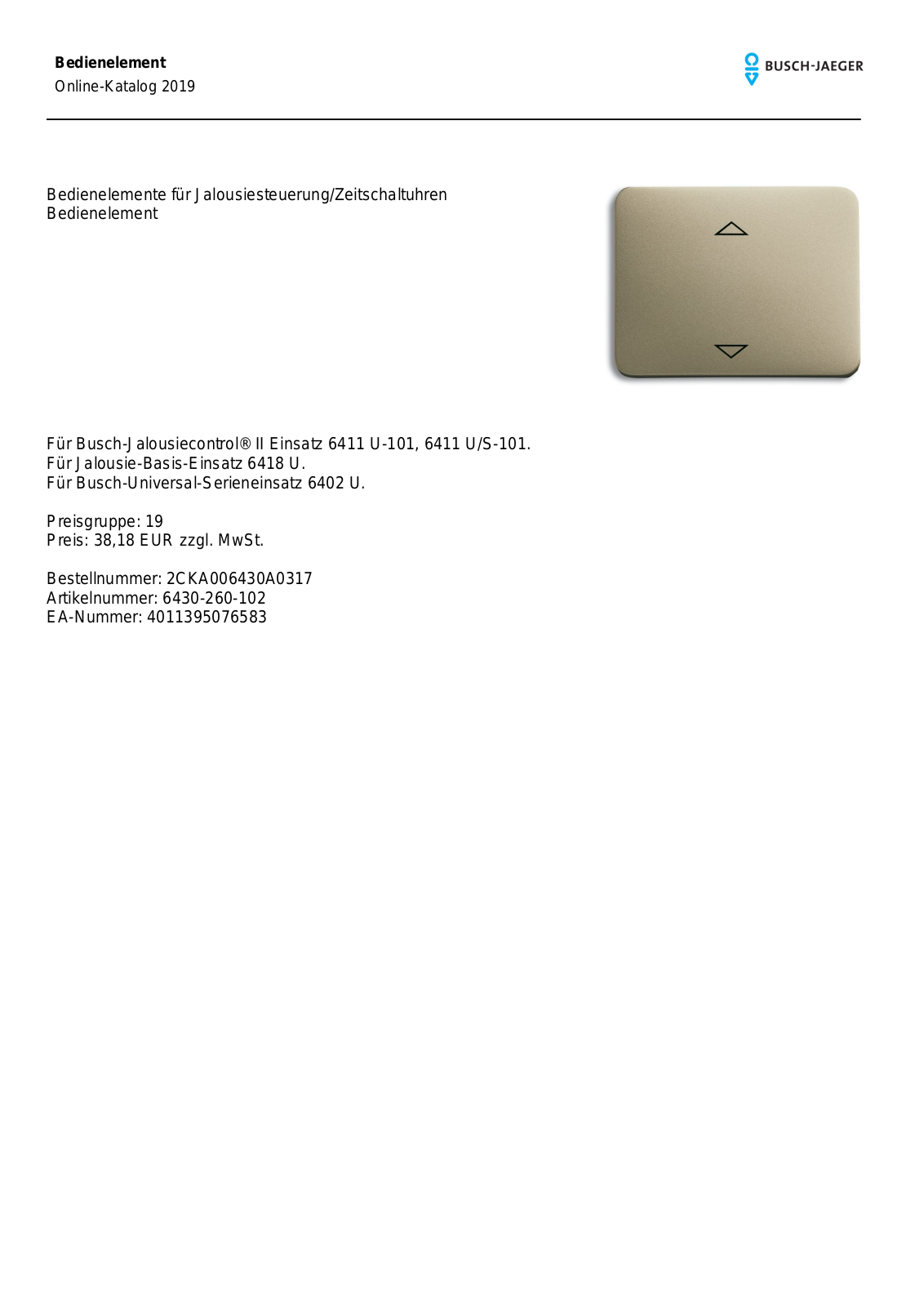 Busch-Jaeger 6430-260-102 User Manual