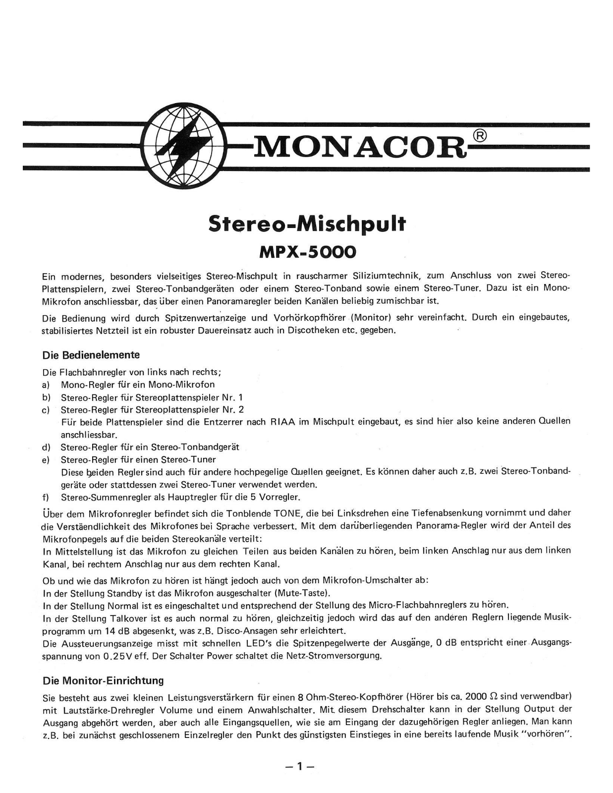Monacor MPX-5000 User guide - ManualMachine.com