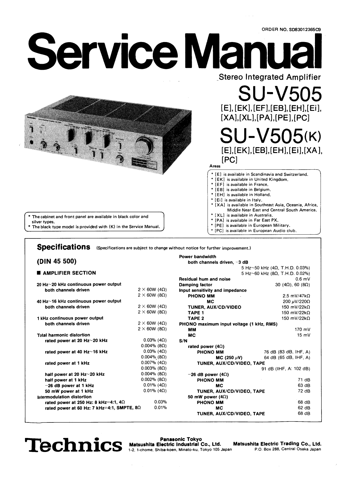 Technics SUV-505 Service manual