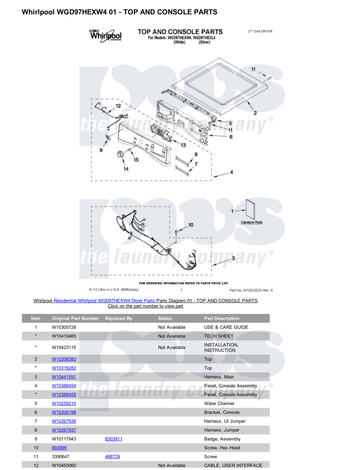 Whirlpool WGD97HEXW4 Parts Diagram