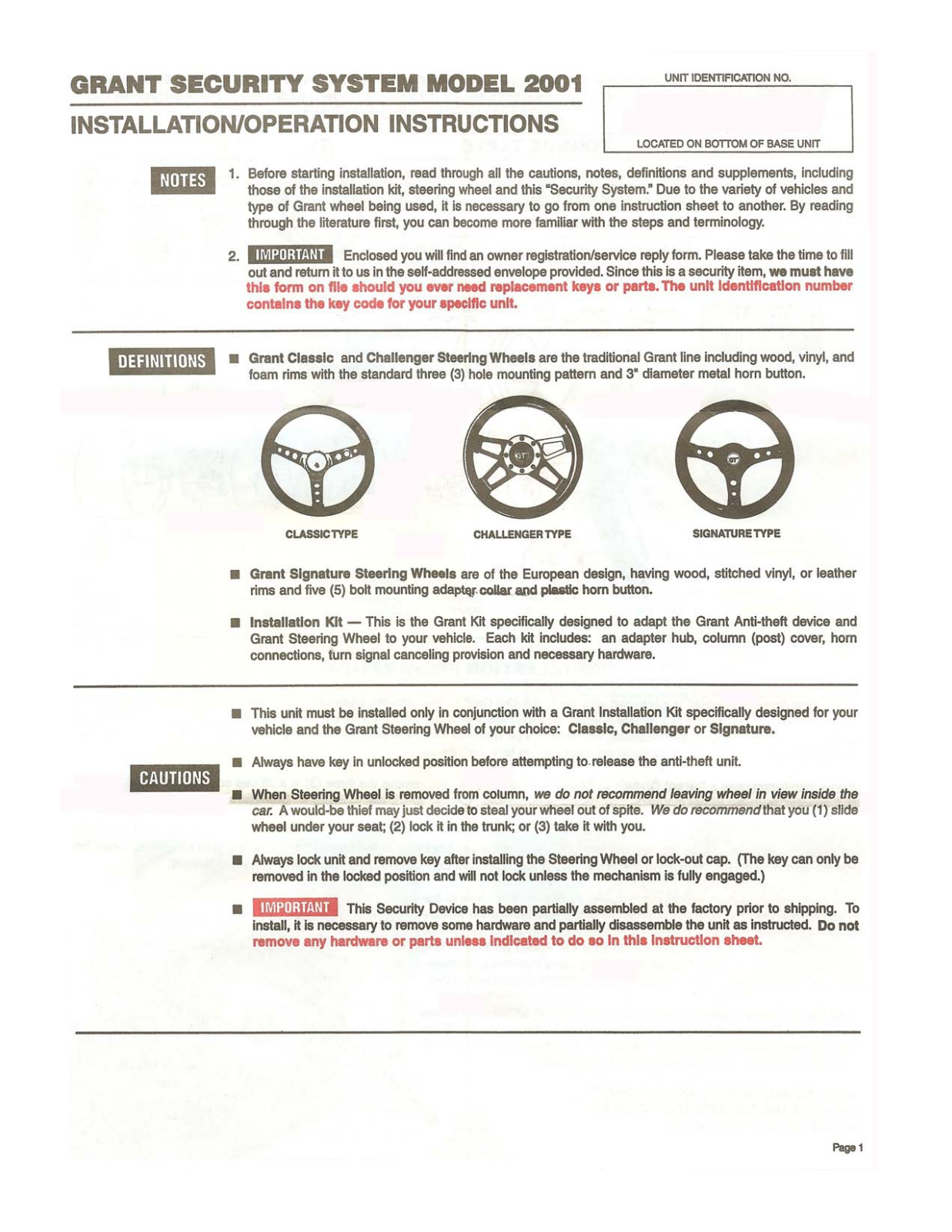 Grant 2001 User Manual - ManualMachine.com