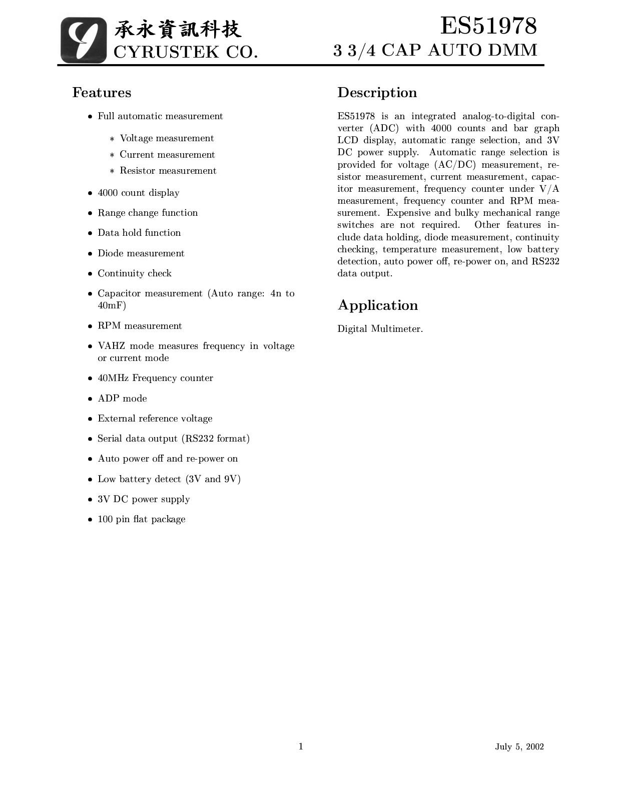 CYRTK ES51978 Datasheet