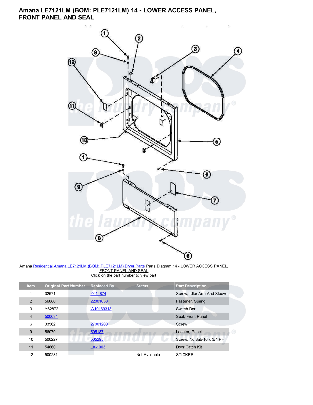 Amana LE7121LM Parts Diagram