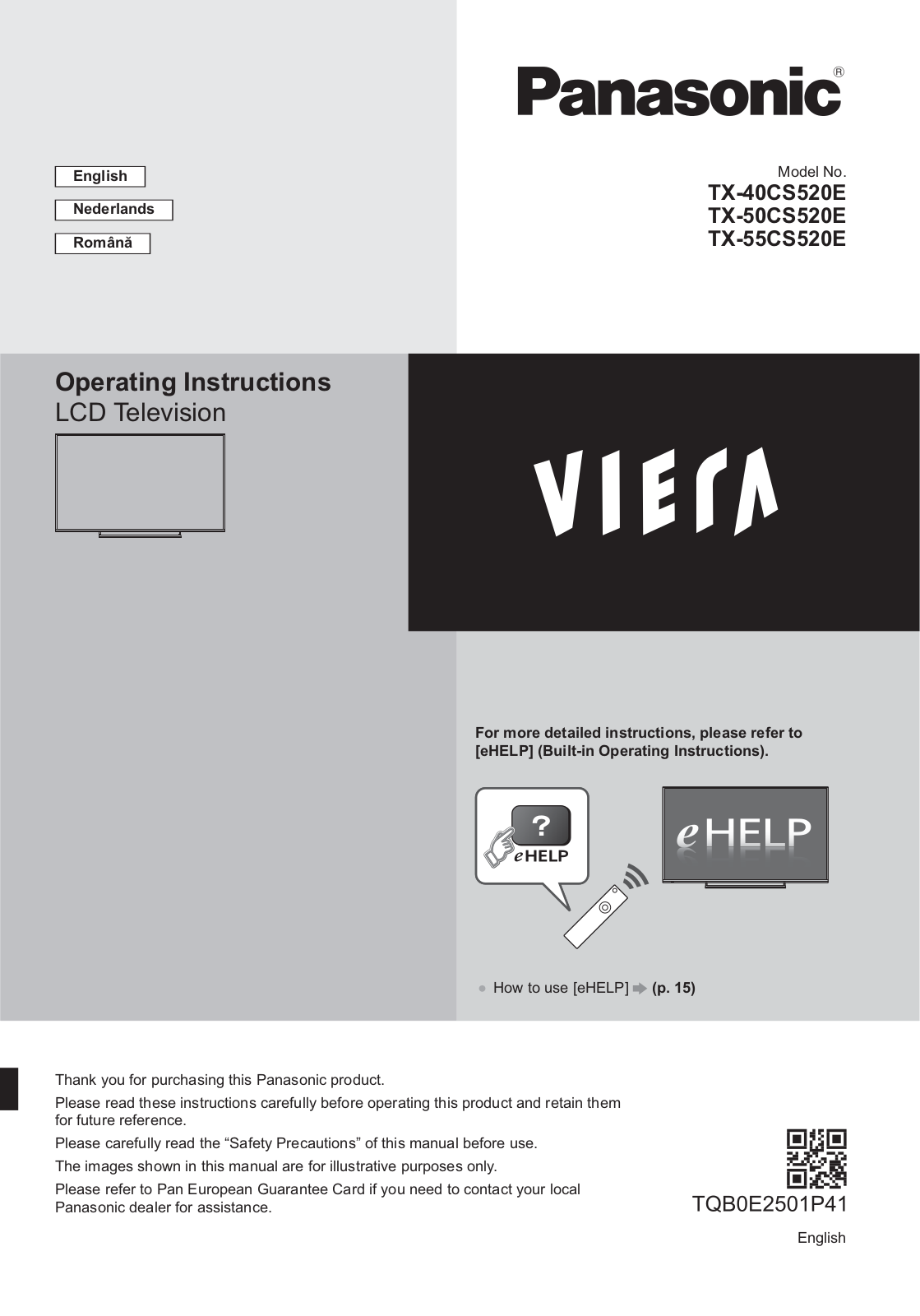 Panasonic TX-50CS520E, TX-40CS520E, TX-55CS520E Operating Instructions