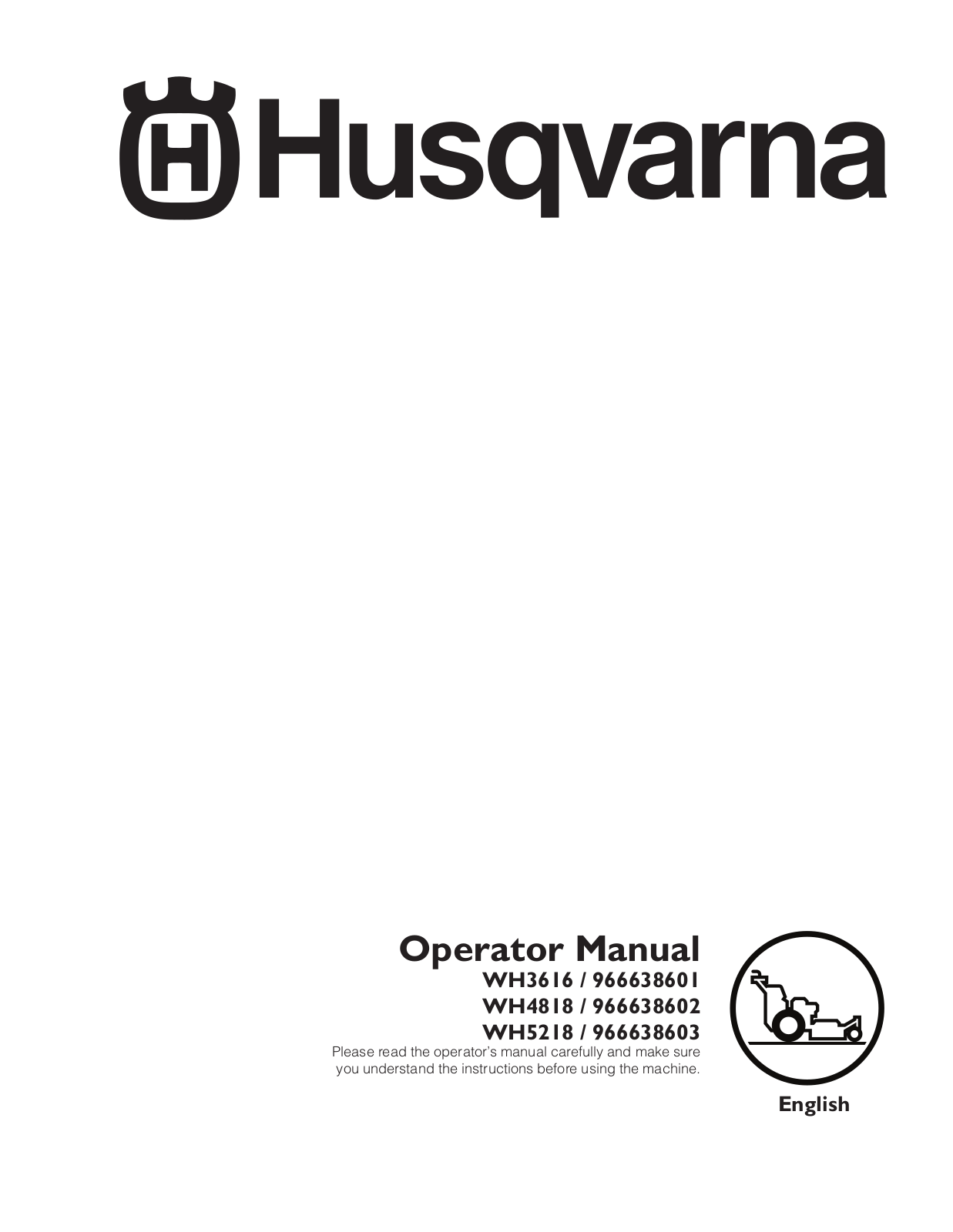 Husqvarna WH4818, WH5218, WH3616 User Manual