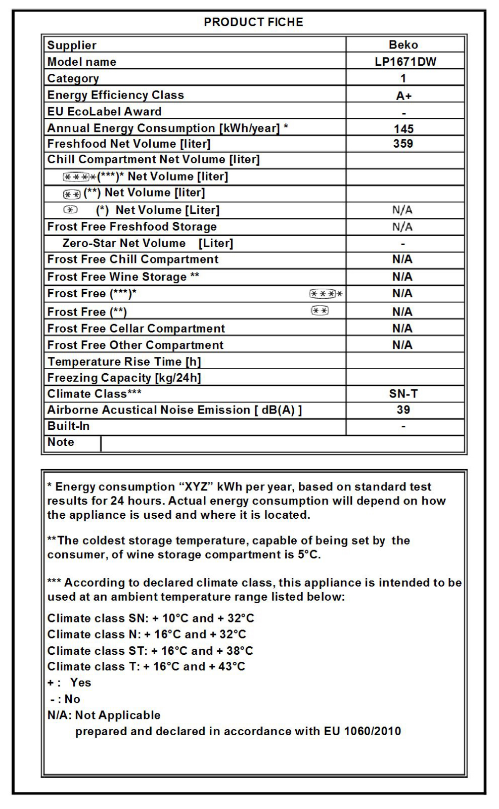 Beko LP1671DW Instruction manual