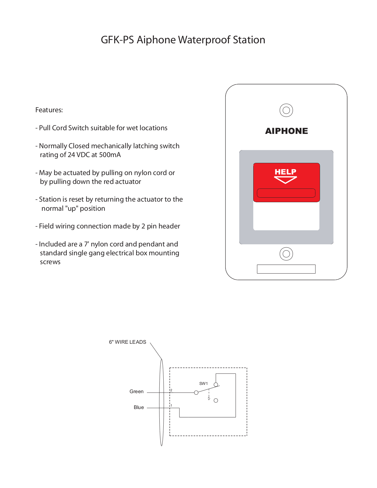 Aiphone GFK-PS User Manual