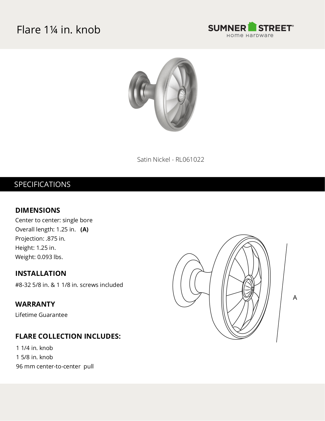 Sumner Street Home Hardware CTHD1244 Specifications - ManualMachine.com