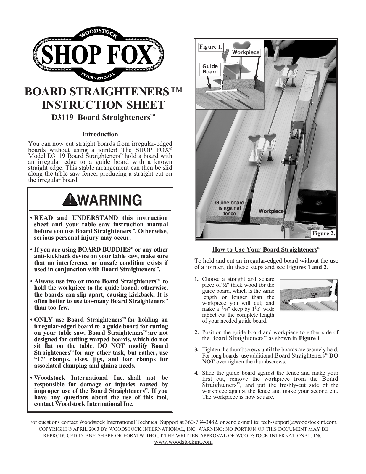 Woodstock D3119 User Manual