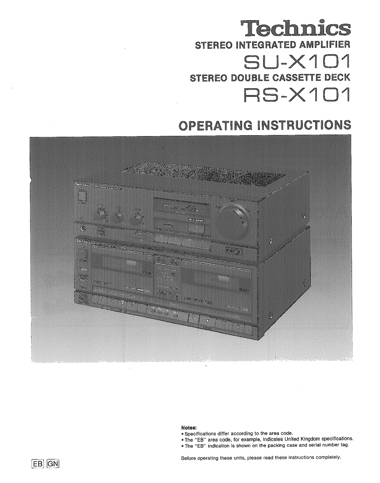 Panasonic RS-X101, SU-X101 User Manual