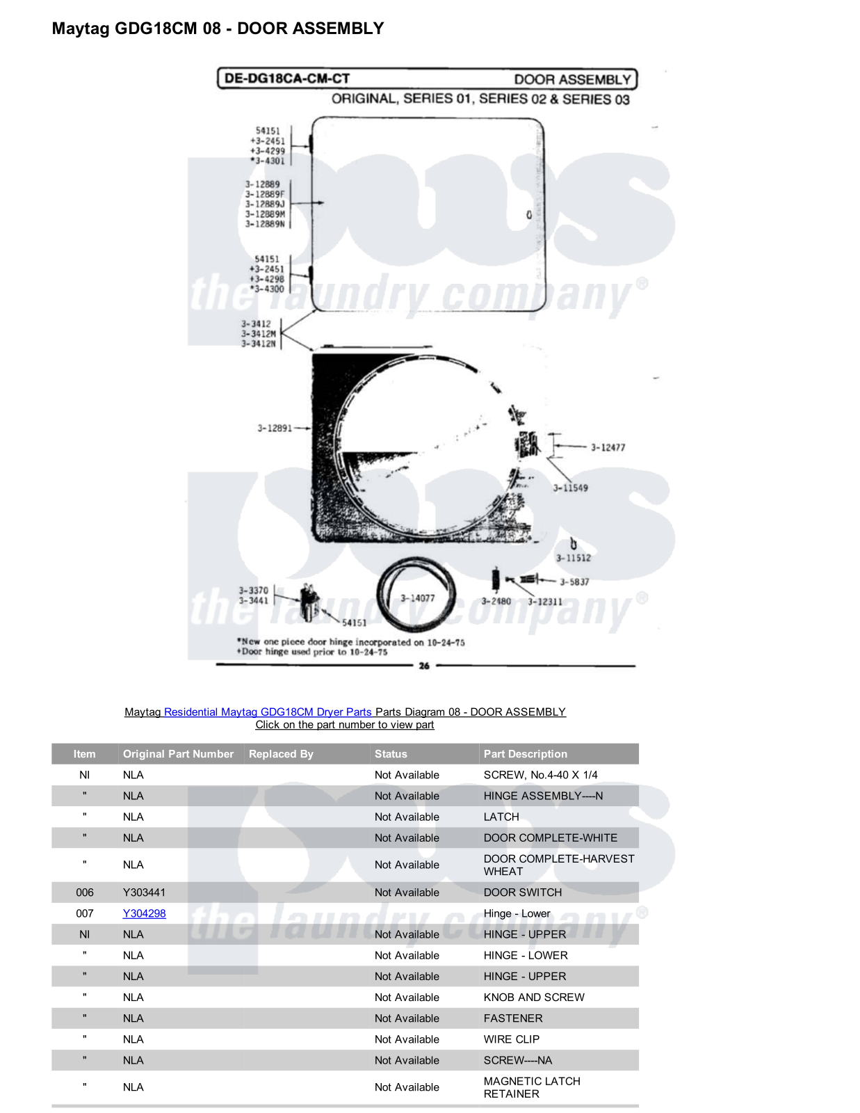 Maytag GDG18CM Parts Diagram