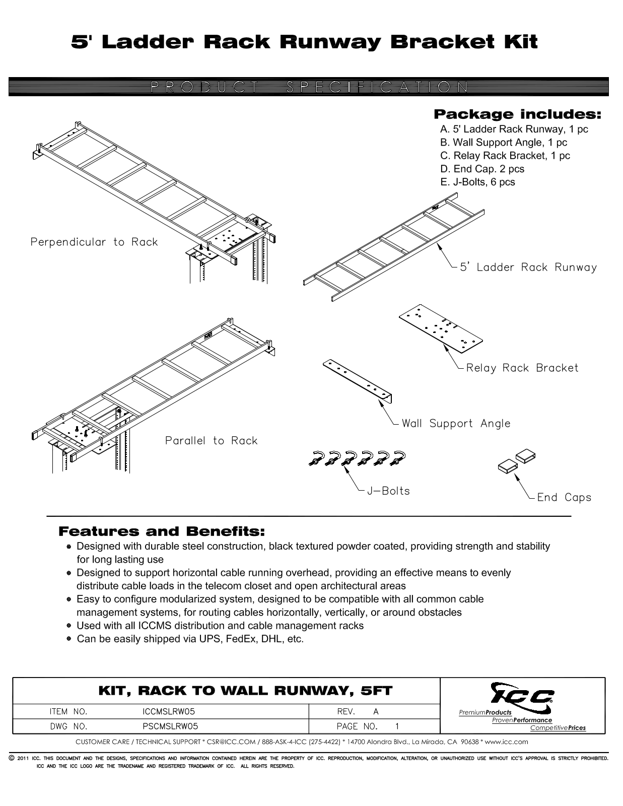 ICC ICCMSLRW05 Specsheet