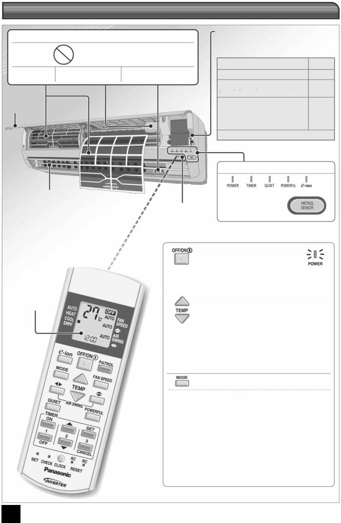Panasonic CS-E21HKES, CS-E24HKES, CS-E28HKE, CU-E21HKE, CU-E24HKE Operating Instructions