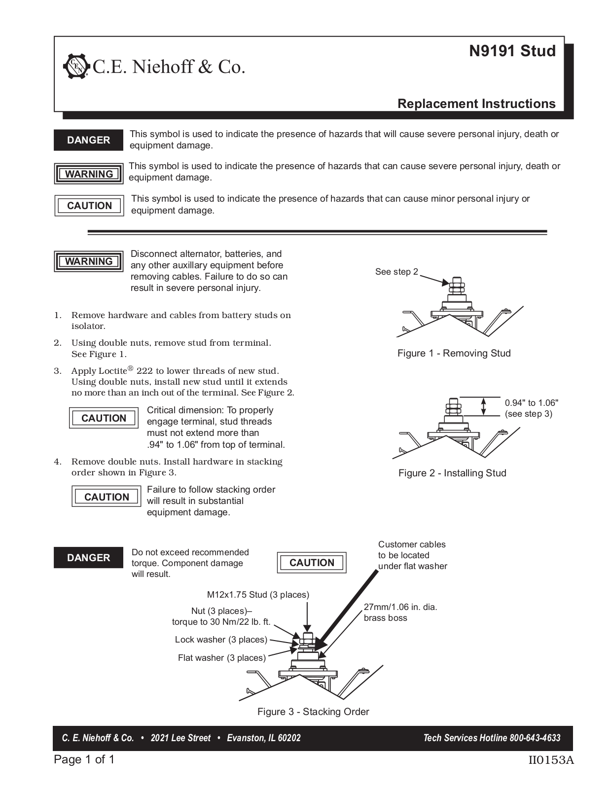 C.E. Niehoff & Co. N9191 Instructions