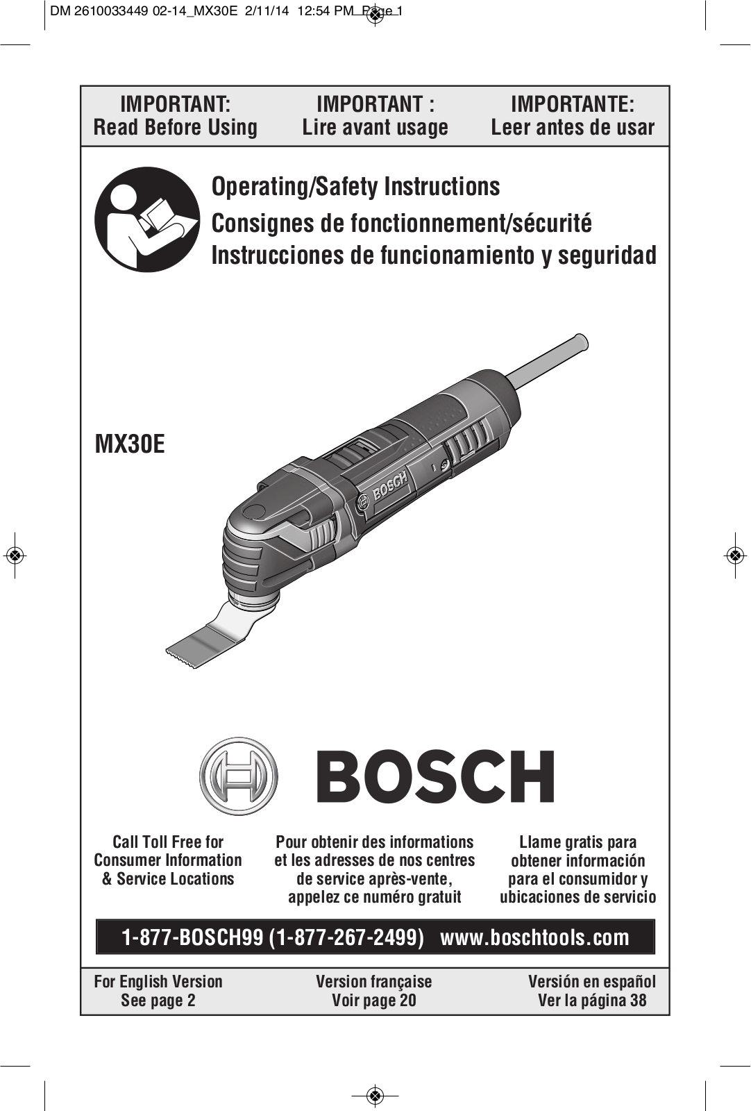Bosch MX30EC-21, MX30EC-31 Owner’s Manual