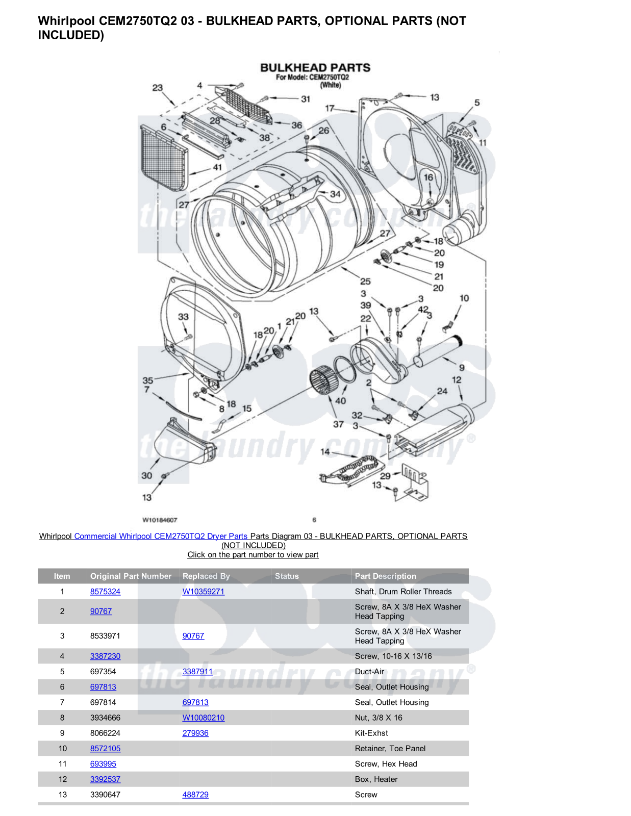 Whirlpool CEM2750TQ2 Parts Diagram