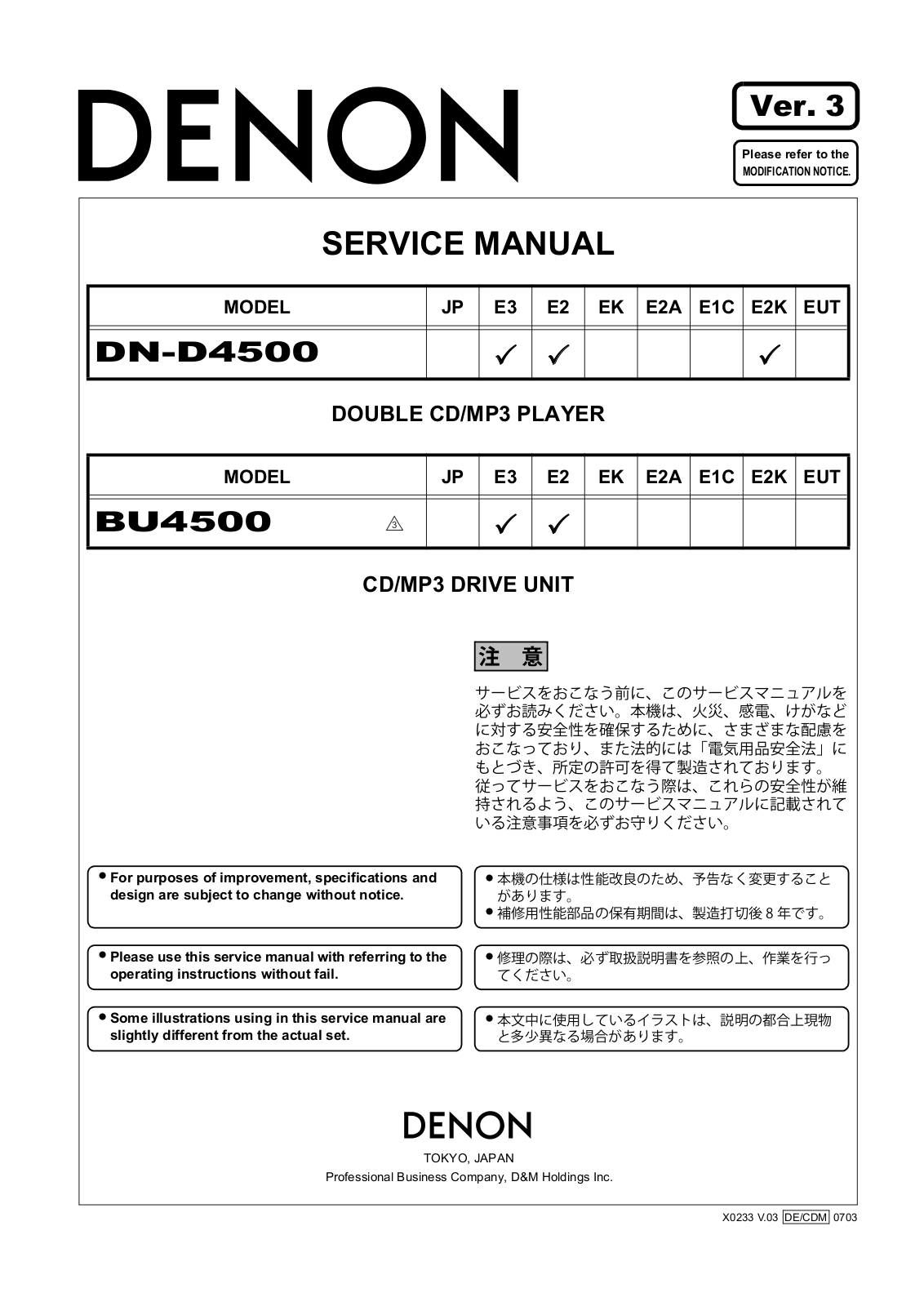 Denon BU4500 Service Manual