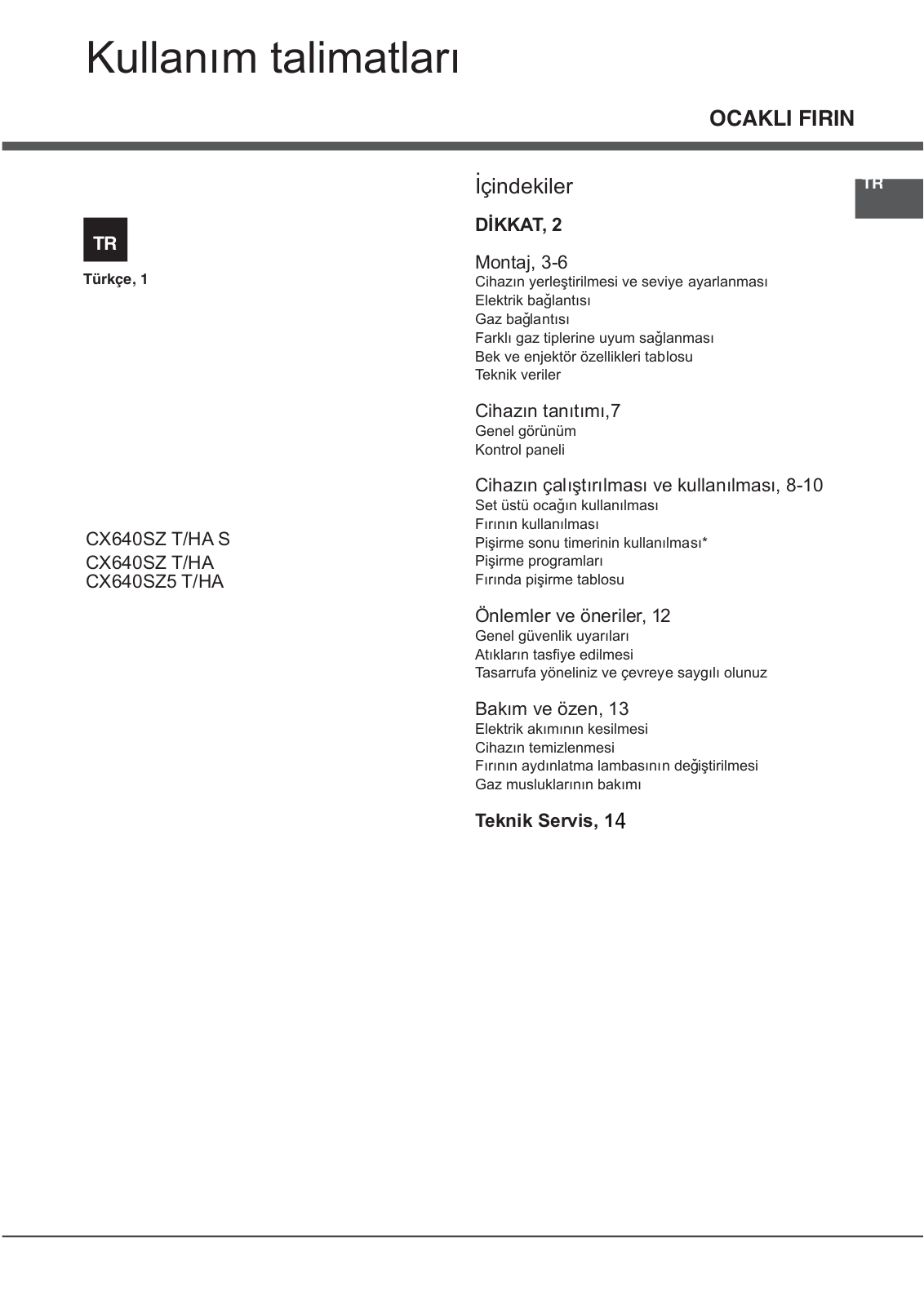 Hotpoint Ariston CX640SZ5 User Manual