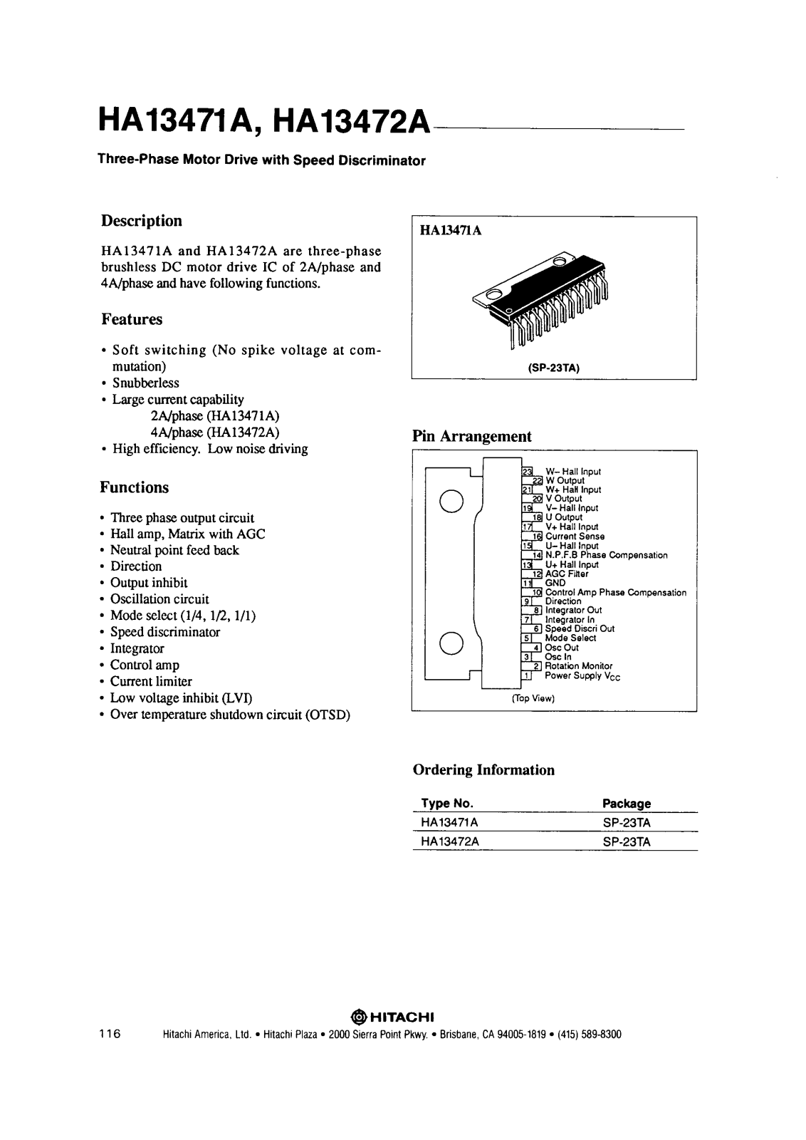 HIT HA13472A, HA13471A Datasheet