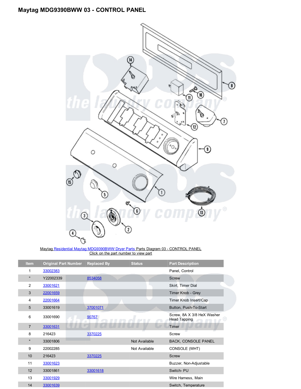 Maytag MDG9390BWW Parts Diagram