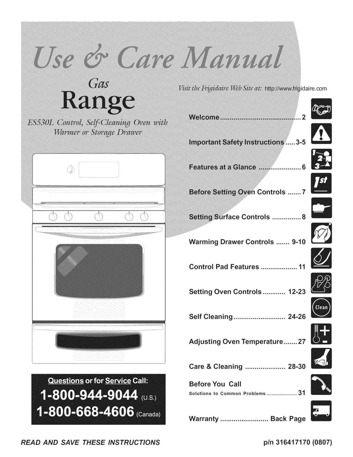 Frigidaire FGFL87GSH Owner’s Manual