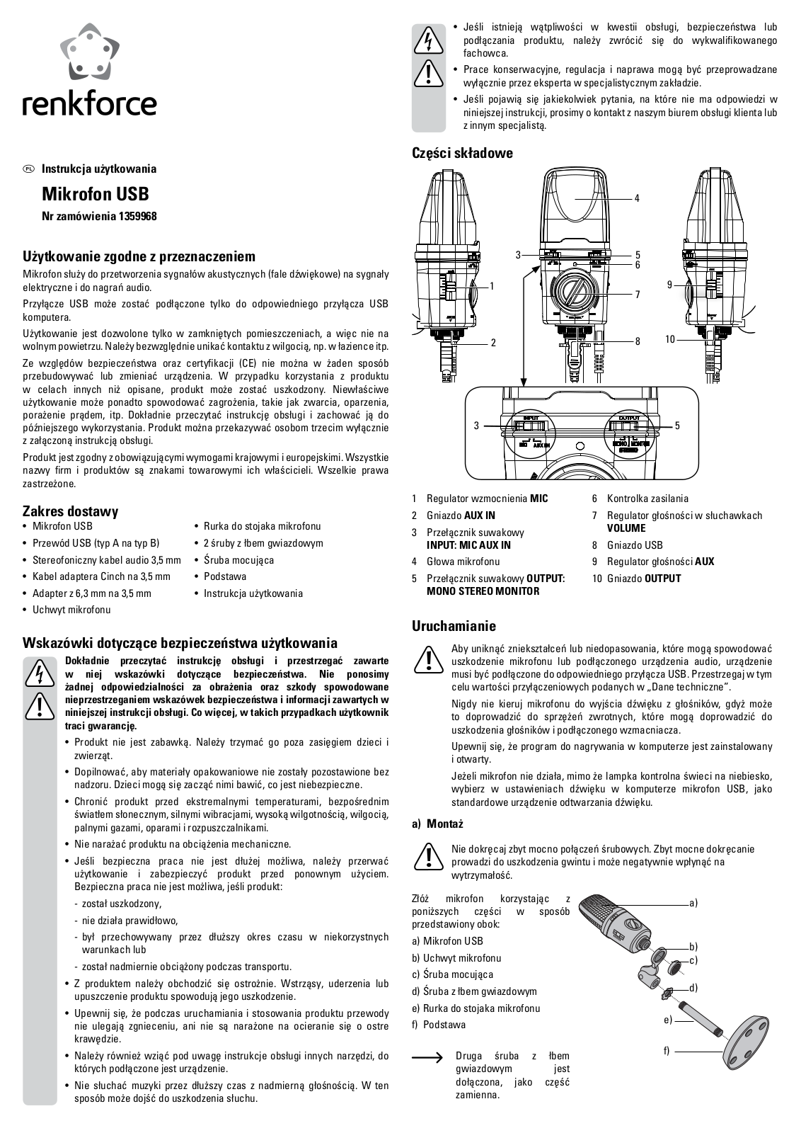 Renkforce 1359968 Operating Instructions