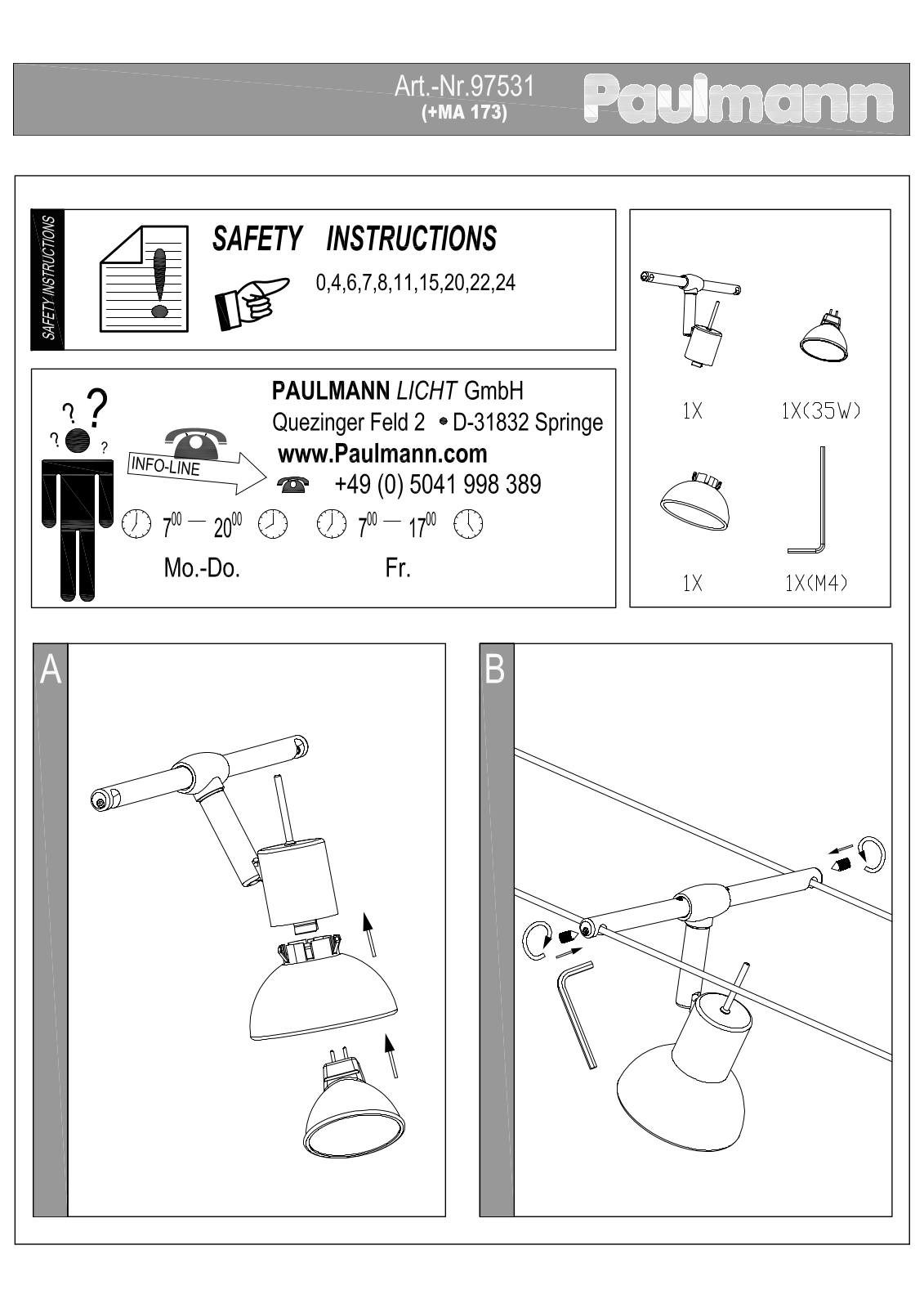 Paulmann 97531 Safety instructions - ManualMachine.com