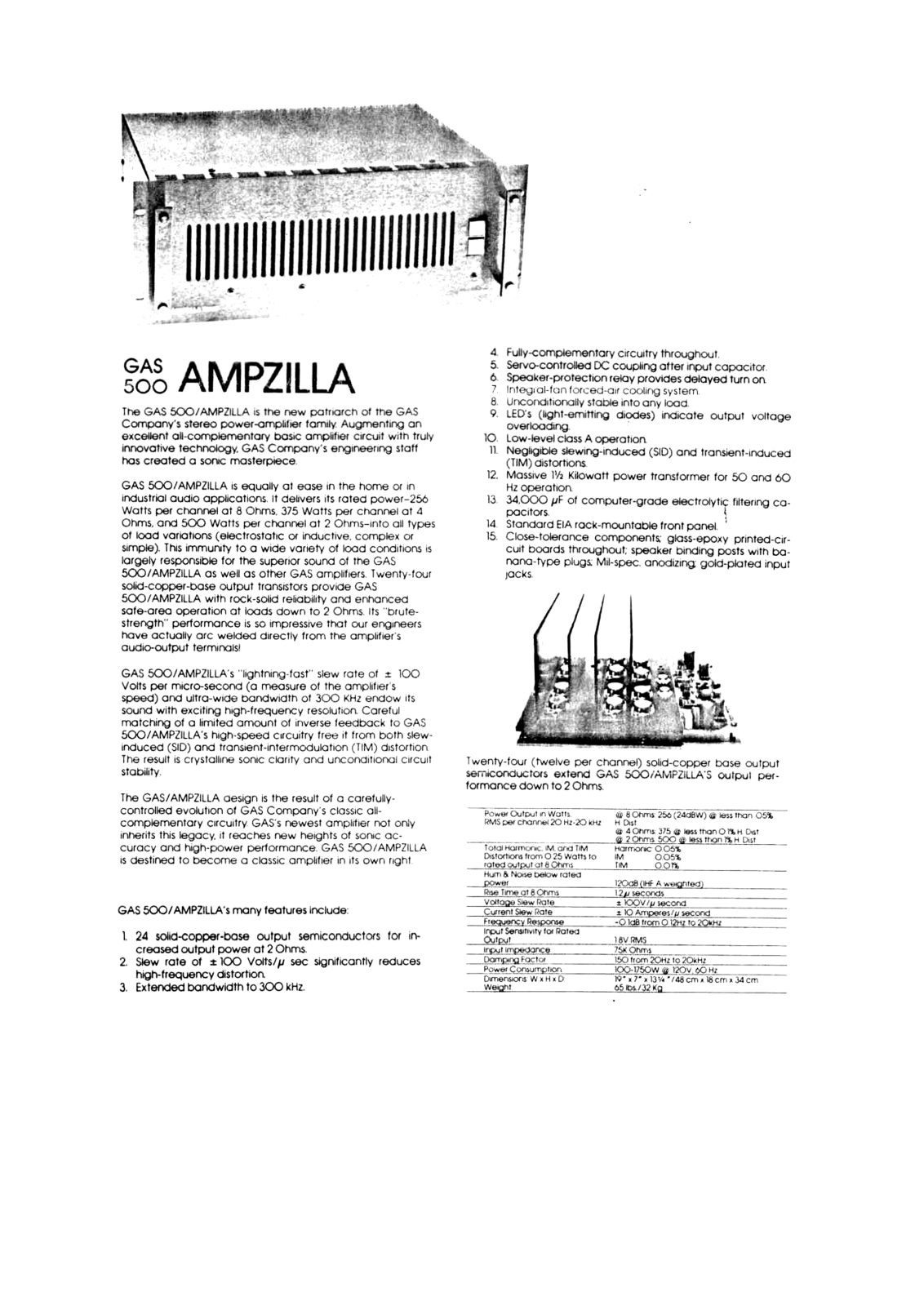 GAS Ampzilla 500 Brochure