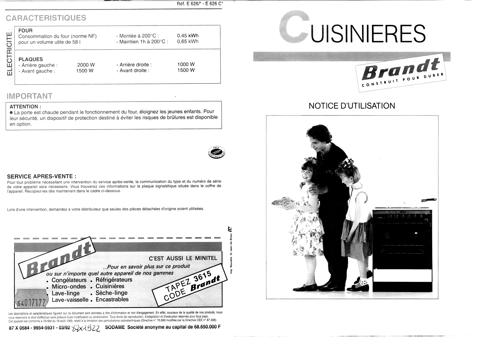 BRANDT E626, E626C User Manual