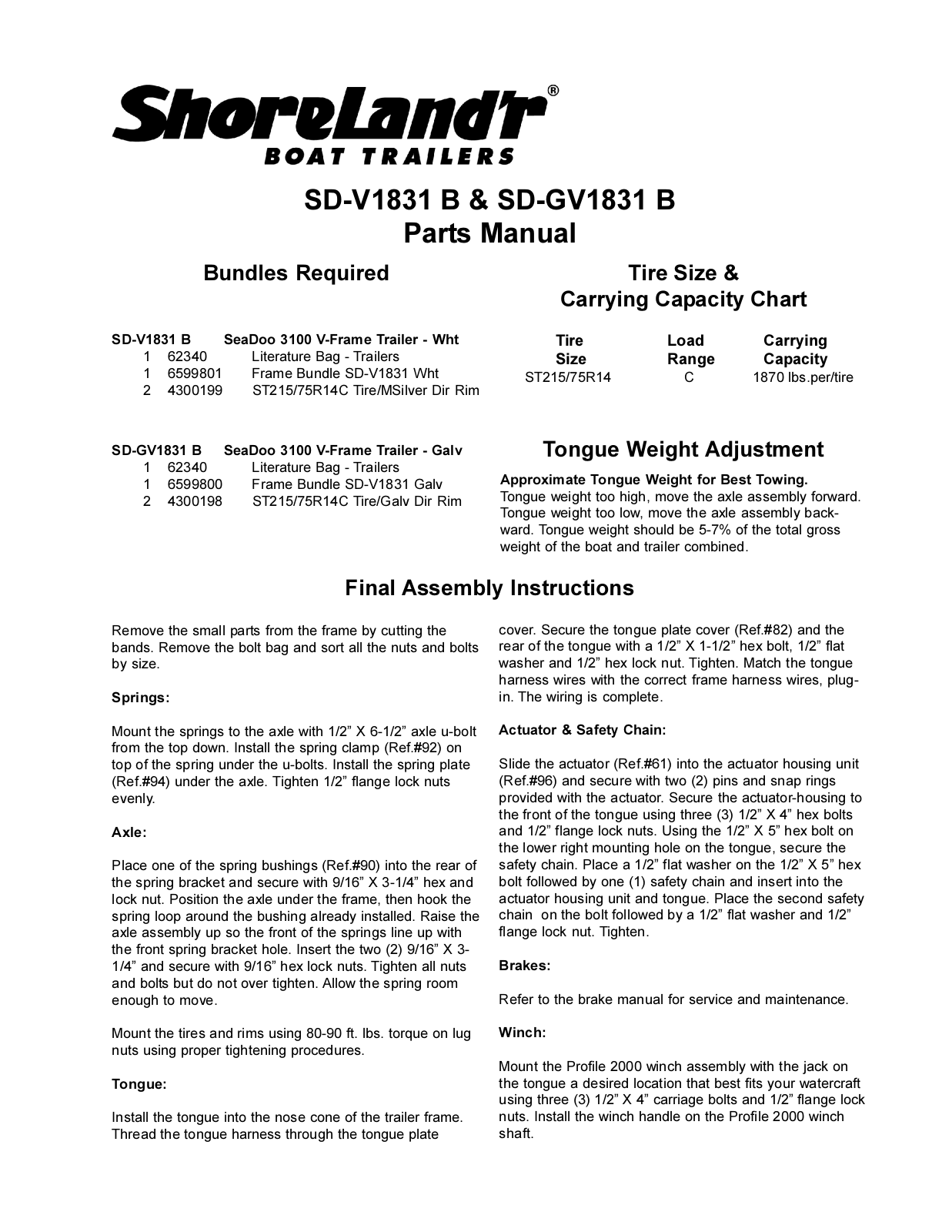 ShoreLand'r SDV1831B User Manual