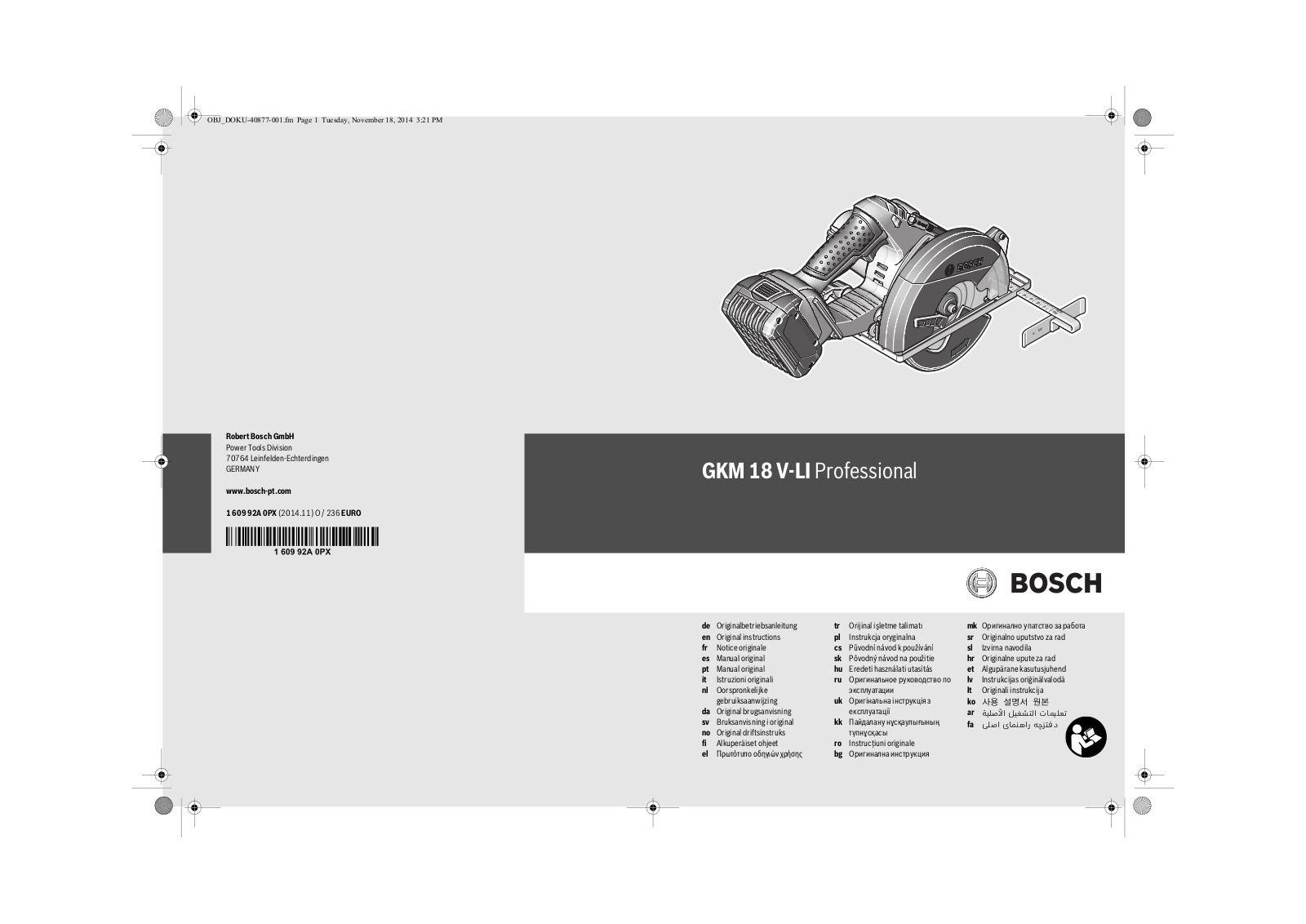 Bosch GKM 18 V-LI User Manual