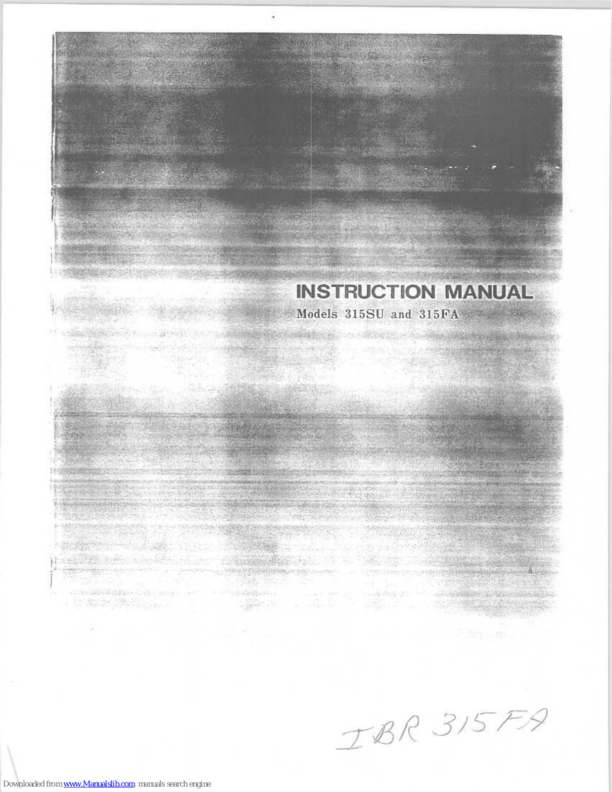 Riccar 315SU, 315FA Instruction Manual