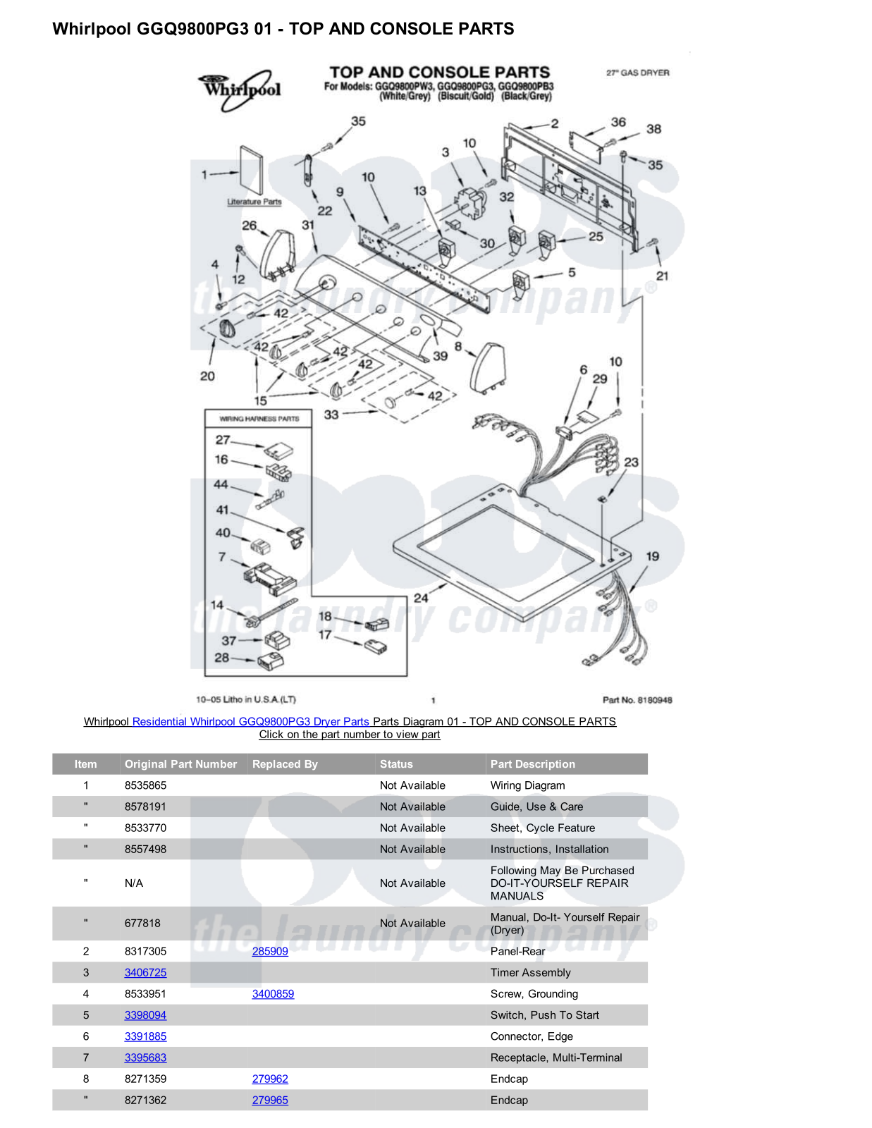 Whirlpool GGQ9800PG3 Parts Diagram