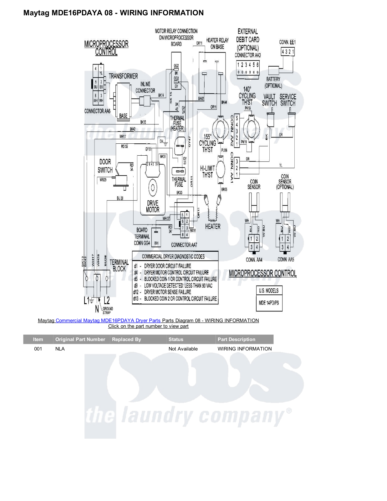 Maytag MDE16PDAYA Parts Diagram