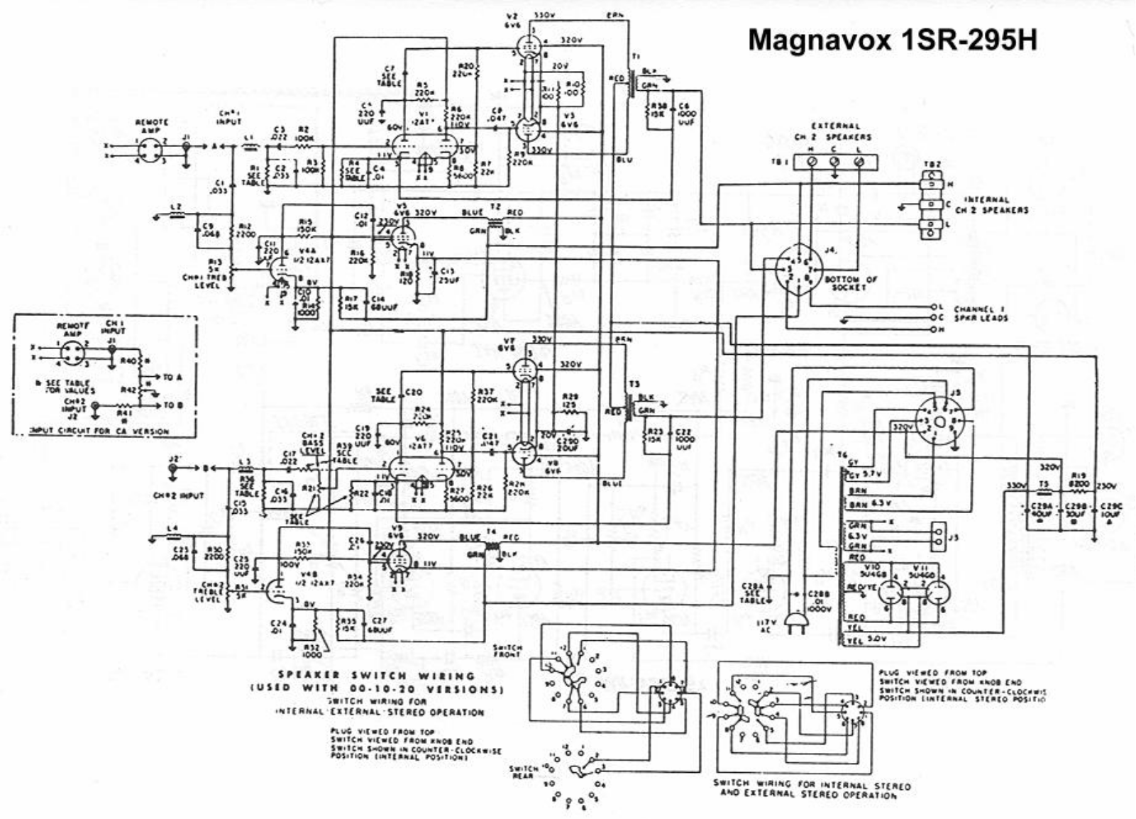 Magnavox 1-SR-295-H Schematic