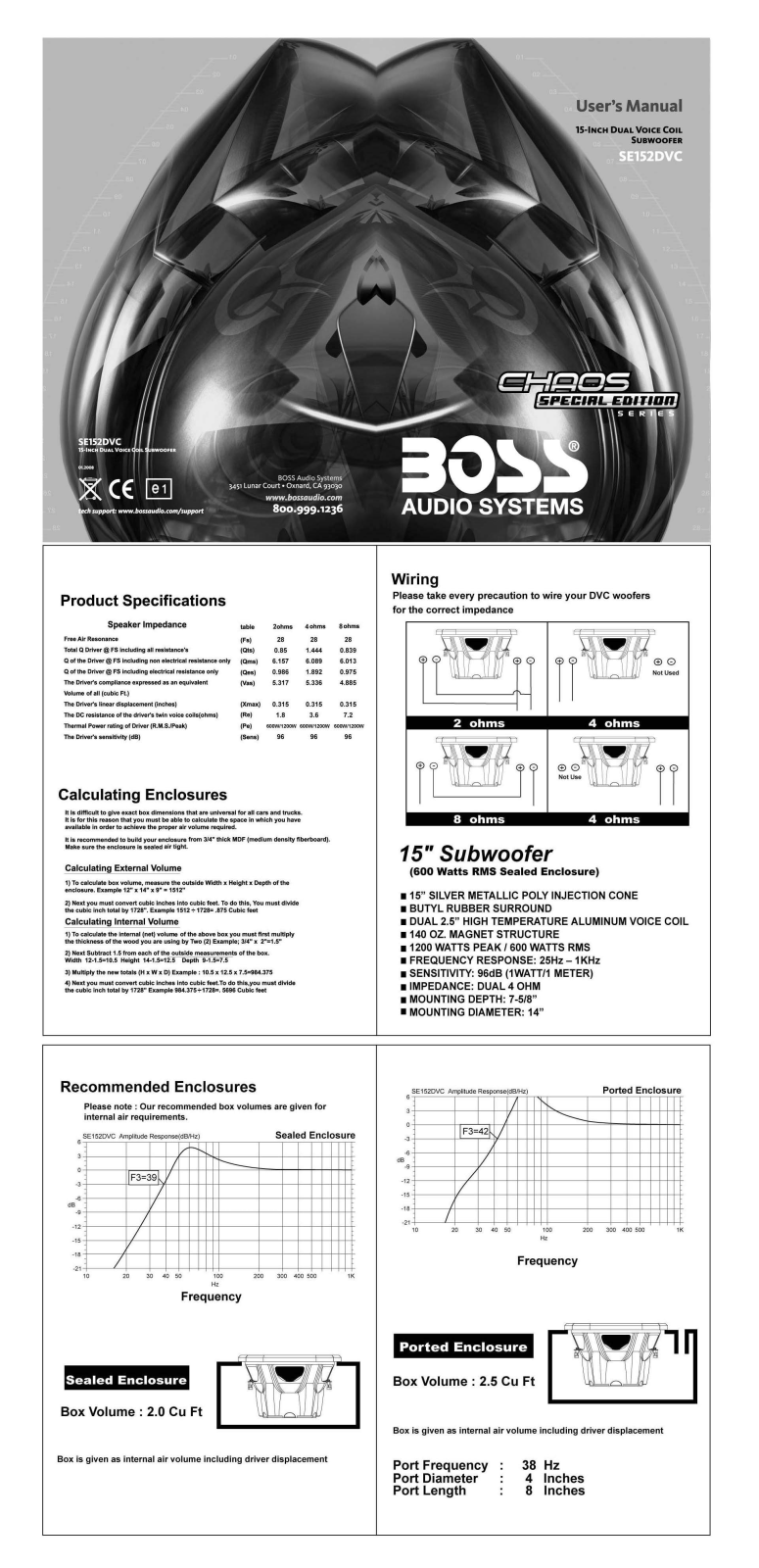 Boss Audio SE152DVC User Manual